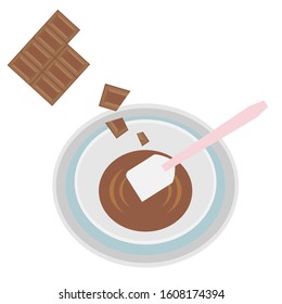 Melting black chocolate  （white back ）