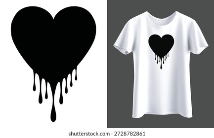 Melting Black Heart Silhouette Vector Graphic - full Customizable design