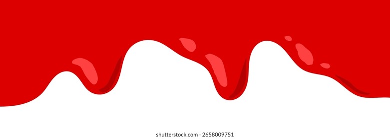derretir la Ilustración vectorial de sangre con fondo blanco. goteo de pintura roja. salsa de tomate líquido. salpicadura de kétchup.