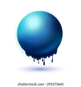 Melting blue sphere concept. Summer idea symbol. Techno energy illustration.