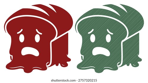 Melting bread slice with sad face dripping down food baked goods breakfast