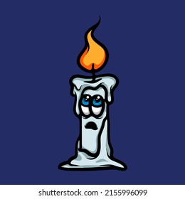 Melting candle character cartoon vector illustration