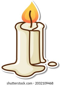 Melting candle sticker on white background illustration