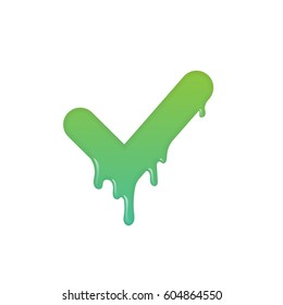 Melting check mark icon. Realistic choice illustration