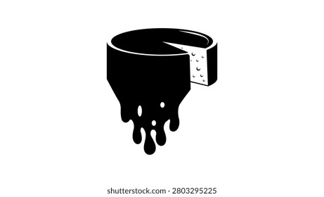 Melting cheese, black isolated vector silhouette
