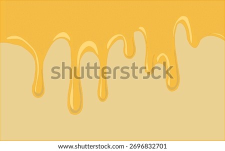 Melting cheese drip background. Smooth cheddar sauce pattern. Minimal liquid dairy splash texture for food design. Tasty snack topping abstract illustration wallpaper.