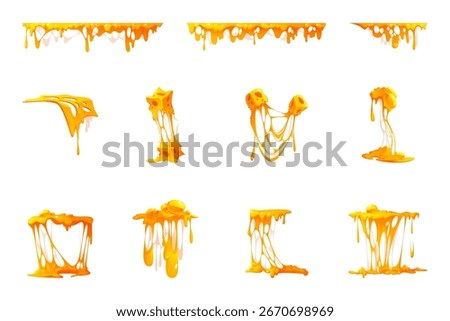 Melting Cheese Drips Vector Set – Gooey Melted Food Texture Isolated