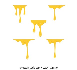 melting cheese drops set illustration with flat top for decoration svg