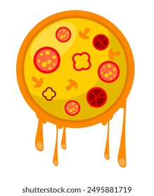 Melting Cheese Pizza Round vector