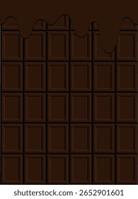 Fundo de chocolate derretendo e barra de chocolate