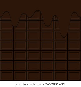 Fundo de chocolate derretendo e barra de chocolate
