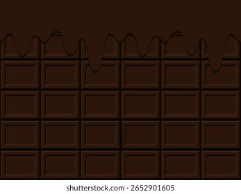 Fundo de chocolate derretendo e barra de chocolate