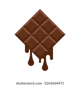 Melting chocolate bar on white background vector illustration