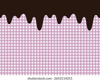 Derretimento de chocolate e gingham xadrez fundo
