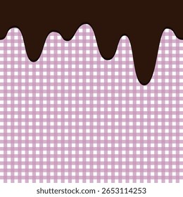 Melting chocolate and gingham checkered background