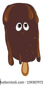 Melting chocolate ice cream in brown color vector color drawing or illustration