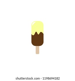 Melting chocolate ice cream isolated on white background. Vector flat icon.