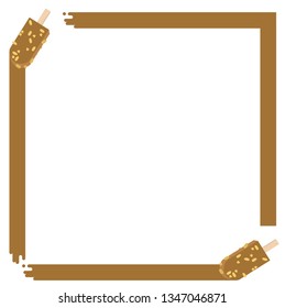 Melting chocolate ice cream with peanuts frame