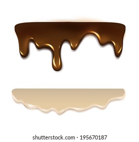 Melting chocolate and milk cream. Vector 