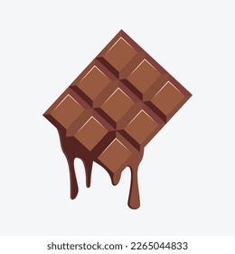 Melting chocolate piece. liquid  chocolate dripping isolated on white background