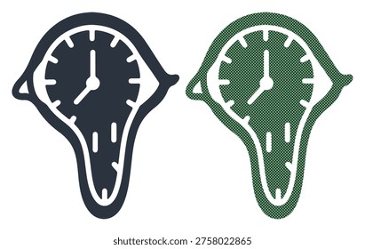 Melting clock, abstract and surrealistic design, representing time, duration, perception.
