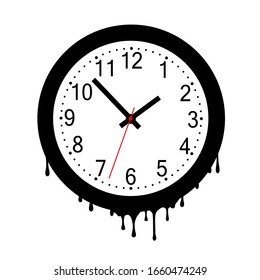 melting clock on white background