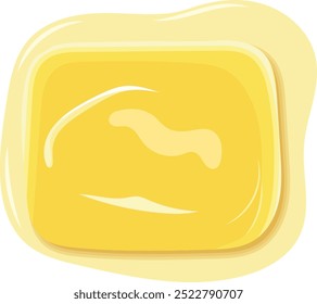 Melting Cube Butter Illustration Isolated on White Background	