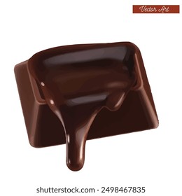 melting dark chocolate piece of choco vector art