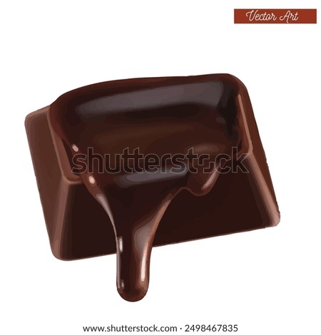 melting dark chocolate piece of choco vector art