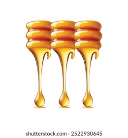 Melting dripping honey drops realistic.