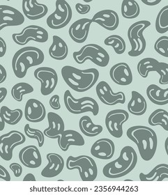 Melting or dripping smiles seamless pattern. Set of psychedelic smiles isolated on white background. Vector seamless background