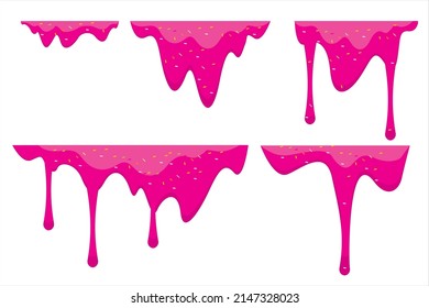 Melting dripping strawberry drops realistic Free Vector