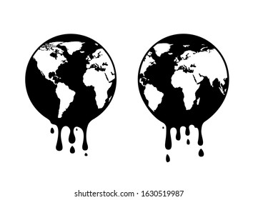 Melting earth. Concept for global warming. Vector icon