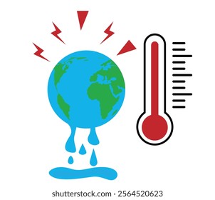 Melting Earth Global Warming. Global calamity and weather conditions concept vector art