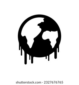 Melting Earth: Icono de advertencia global sobre fondo blanco