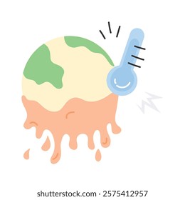 Melting Earth icon representing climate change and global warming