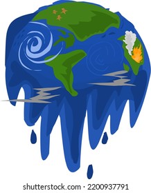 Ilustración de la fusión de la tierra, logo simple del calentamiento global