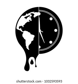 melting earth planet and clock time environment