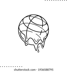 melting earth vector icon in outlines