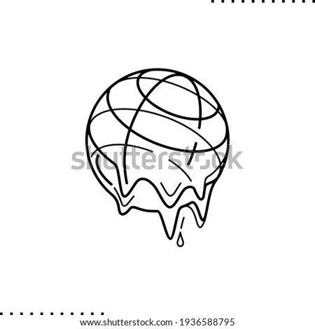 melting earth vector icon in outlines