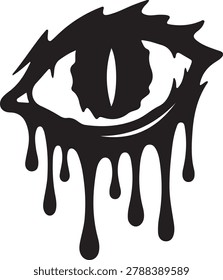 Melting Evil Eye Vector Silhouette Illustration for Horror and Grunge Concepts