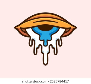 Melting Eye Illustration: A Unique and Creative Cartoon Vector Design Featuring Dripping Colors and Expressive Elements