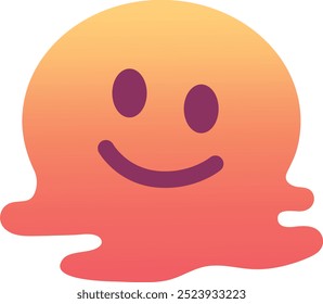 Ícone de emoji da face derretendo. Cores modernas, elemento popular para mídias sociais e designs digitais. Emoticon, elemento isolado.