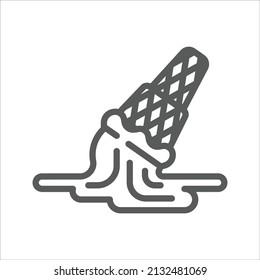 Melting Fall Ice Cream Cone Summer Simple Line Icon