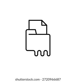 Melting Folder With Document Outline Icon For Data Loss
