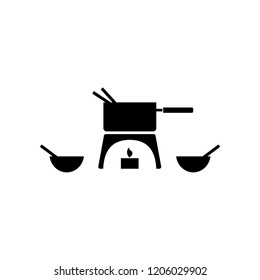 Melting fondue pot icon