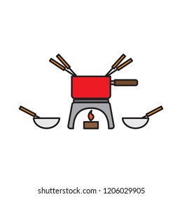 Melting fondue pot icon