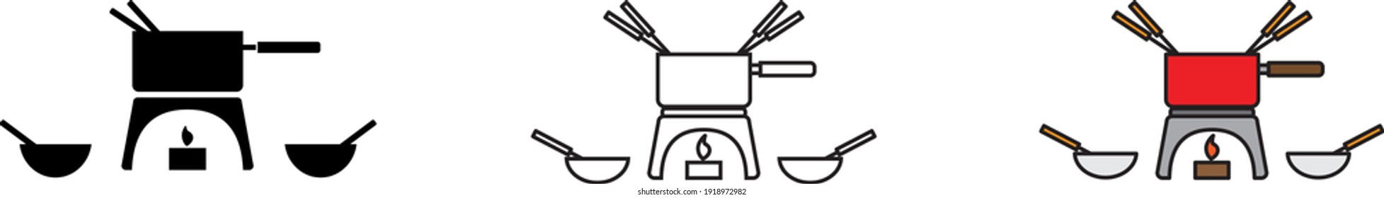 Melting fondue pot icon, vector illustration