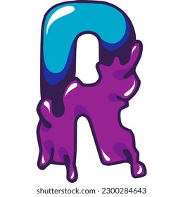 Melting font style design, colorful alphabet, free re-edit free letter vector illustration