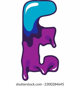Melting font style design, colorful alphabet, free re-edit free letter vector illustration